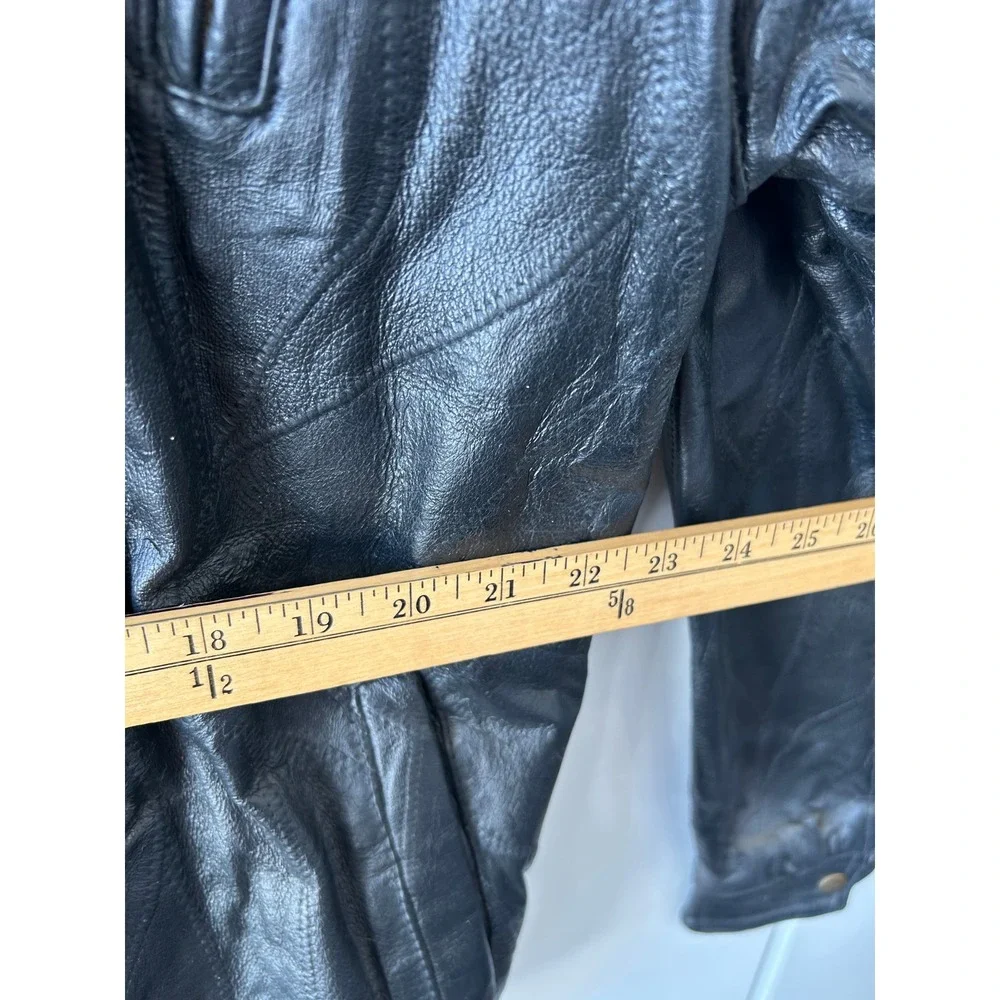 Embassy USA Mens Genuine Leather Patchwork Bomber Jacket Black XXL GFCOATXXL